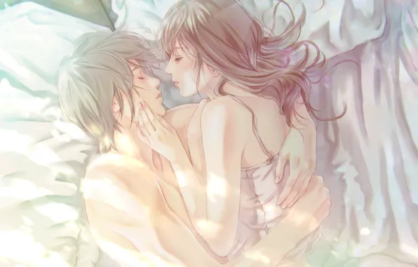 Girl, love, anime, art, pair, guy, Kinoebi