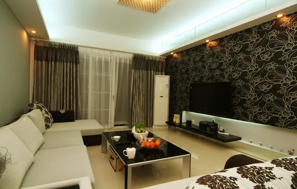 Sofa, TV, window, table, living room