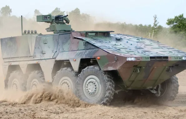 Picture GTK Boxer, the German-Dutch multirole armored vehicle, Armoured Transport Vehicle Boxer, Wheel floating combat armored …