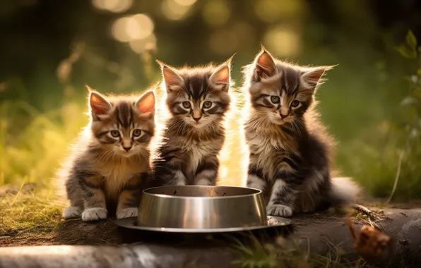 Cat, summer, grass, look, light, cats, nature, pose