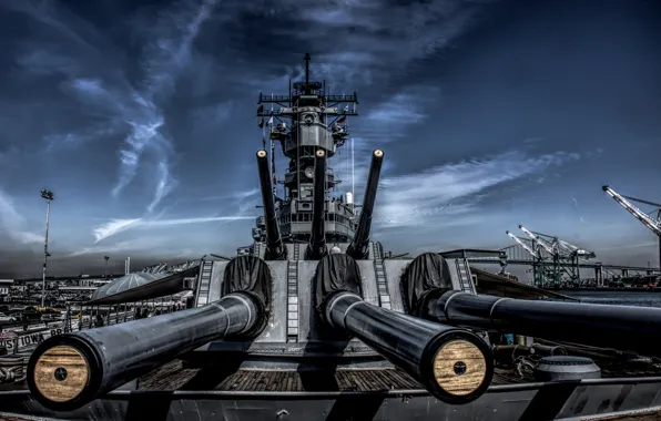 Picture battleship, guns, USS Iowa, BB-61