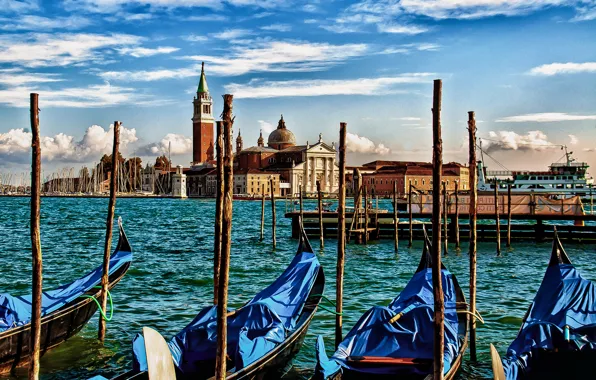 Sea, boat, Italy, Venice, channel, Parking, gondola
