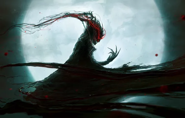 Red, the moon, black, Dramargu