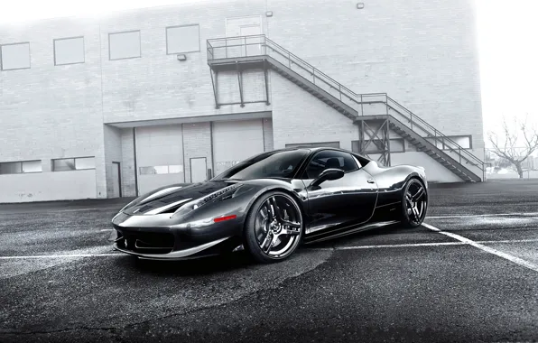 Picture grey, the building, ladder, ferrari, Ferrari, front view, grey, Italy