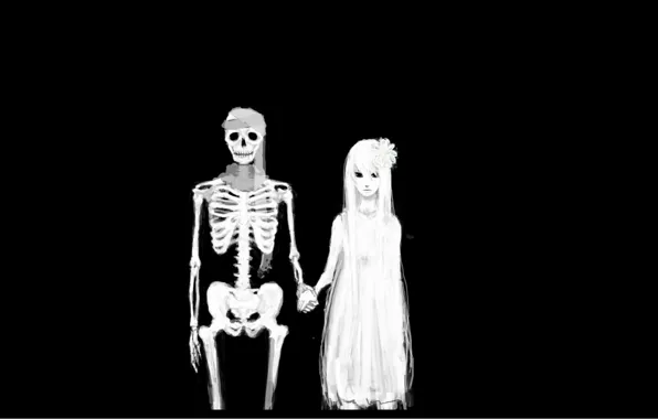 Death, the bride, the groom, Skeleton