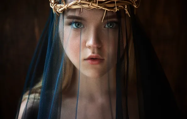 Girl, mesh, portrait, turn, the crown, Stanislav Gan