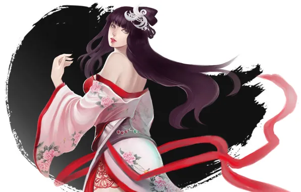 Girl, figure, art, tape, kimono, syusuke0229