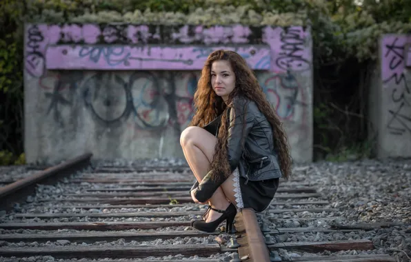 Picture look, girl, rails, sitting