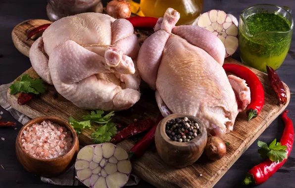 Picture chicken, meat, pepper, sauce, spices, garlic