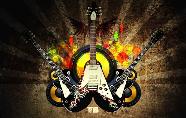 Picture guitar, logo, sound