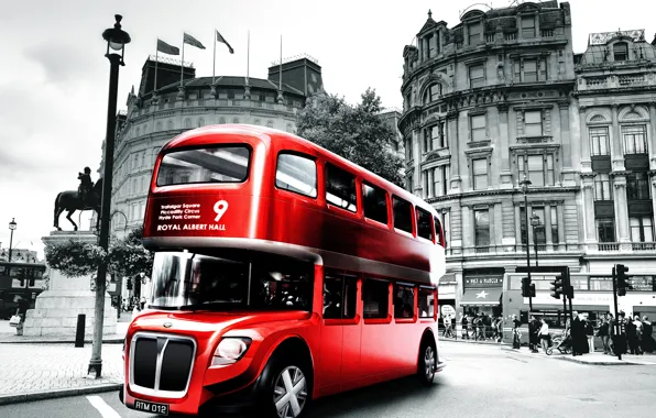 Picture London, black and white, England, bus