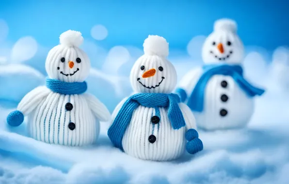 Winter, snow, smile, toys, Christmas, New year, snowmen, snowman