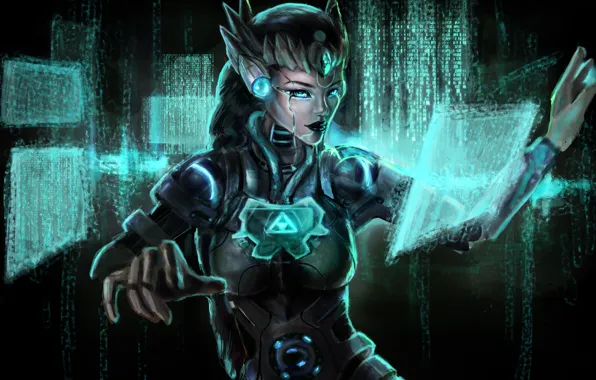 Picture girl, technology, art, cyborg