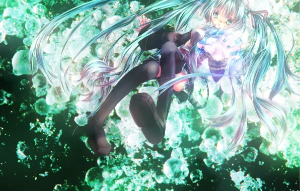 Girl, hand, anime, art, Hatsune Miku, Vocaloid, Vocaloid