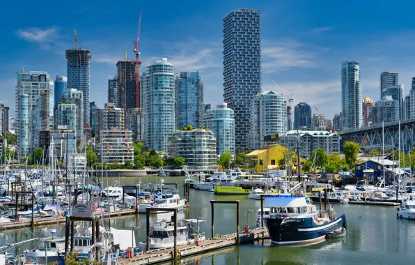 Picture boats, pier, Canada, Vancouver