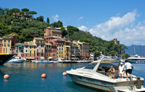 Picture boat, home, yacht, Italy, Bay, harbour, Portofino, Liguria