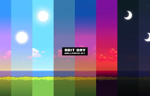 Night, time, the evening, morning, day, day, 8bit
