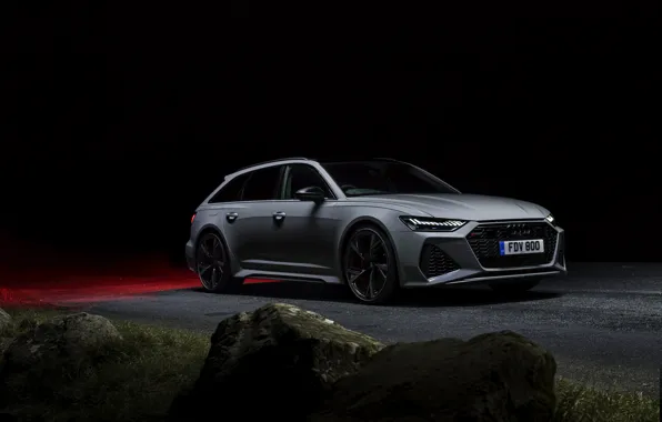 Picture night, stones, Audi, roadside, universal, RS 6, 2020, 2019