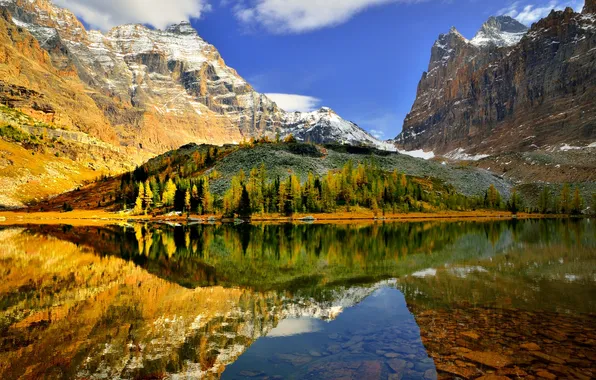 Mountains, nature, lake, reflection, rocks