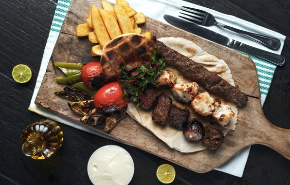 BBQ, kebab, serving