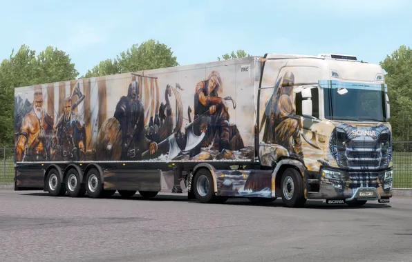 Design, the game, truck, airbrushing, the Vikings, Scania, Simulator 2, Euro Truck