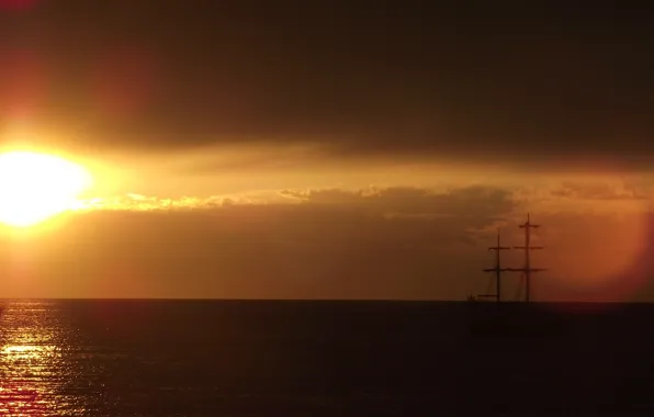 Sea, sunset, ship, Sochi