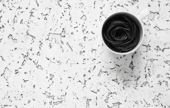 Picture background, spaghetti, black and white, mug white