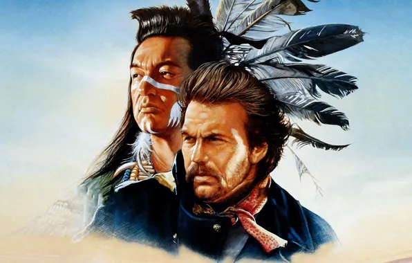 Picture soldier, Kevin Costner, Graham Greene, native american, lieutenant of the cavalry, lieutenant Dunbar, Kicking Bird, …