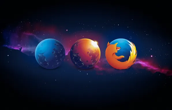 Picture space, planet, stars, browser, the transformation, mozilla firefox