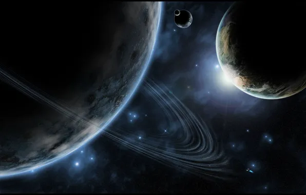 Stars, planet, ring