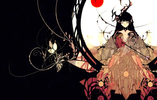 Picture girl, bird, anime, art, anime, NanoMortis, Lost Reason