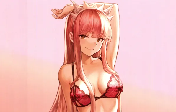 Girl, sexy, lingerie, bra, cleavage, long hair, boobs, anime