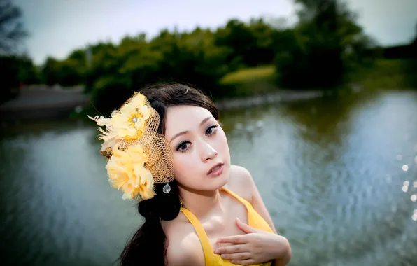 Look, decoration, makeup, bow, Oriental beauty