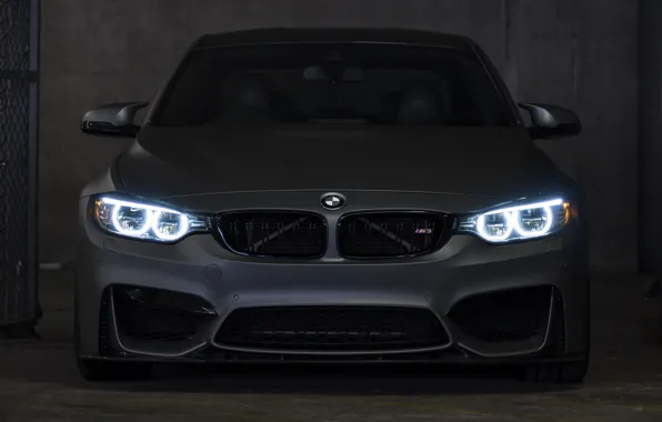 Picture BMW, Gray, Face, Angel Eyes, F80, Sight, LED lights