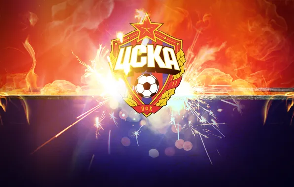 Picture blue, red, fire, football, sport, club, CSKA, CSKA