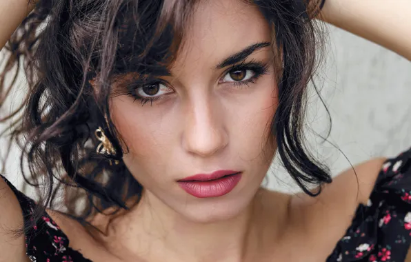 Picture eyes, look, girl, hair, brunette