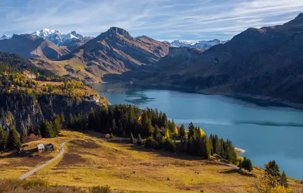 Picture France, Nature, Mountains, Lake, Trees, Landscape, Le Monal