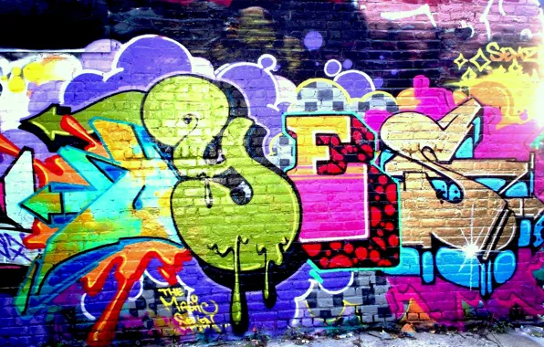 Wall, graffiti, the word