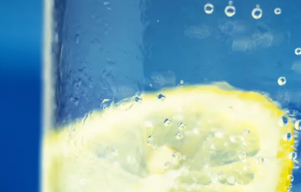 Drops, blue, glass, lemon