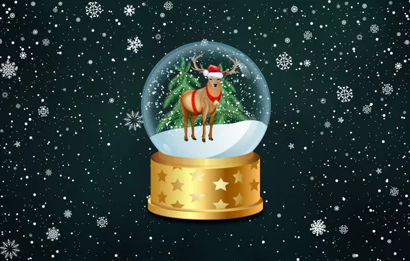 Picture winter, snow, snowflakes, background, holiday, balls, new year, minimalism