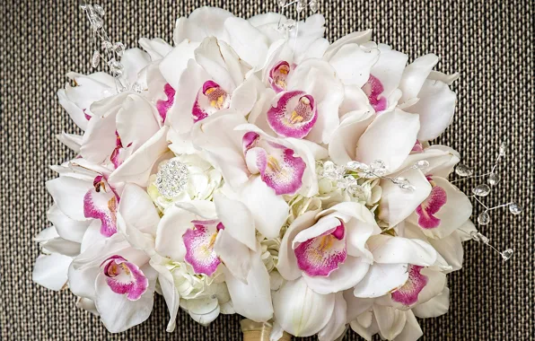 Picture bouquet, white, Orchid