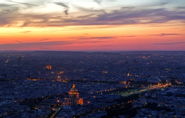 Picture clouds, lights, Paris, the evening