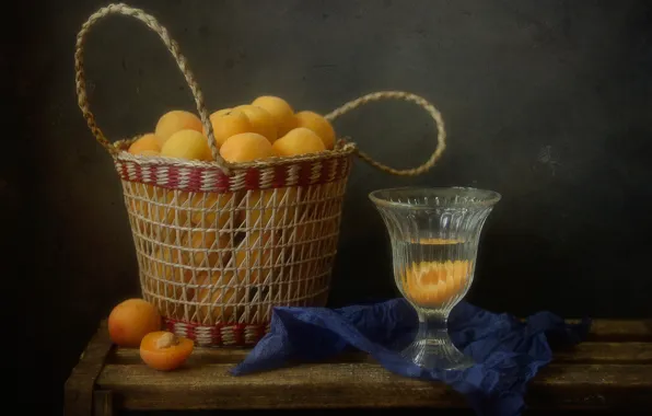 The dark background, wine, basket, Board, glass, food, texture, harvest