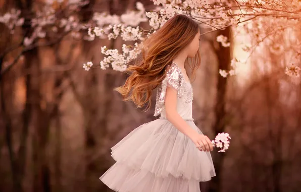 Picture hair, spring, girl, flowering