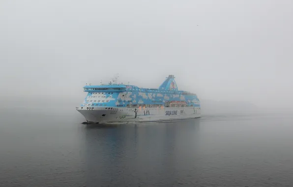 Picture sea, fog, ship, liner, GALAXY