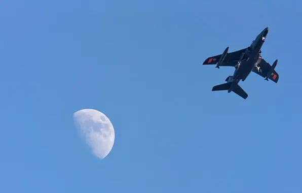 Picture the sky, the moon, the plane
