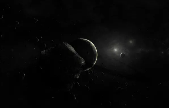 Picture planet, Black, asteroids