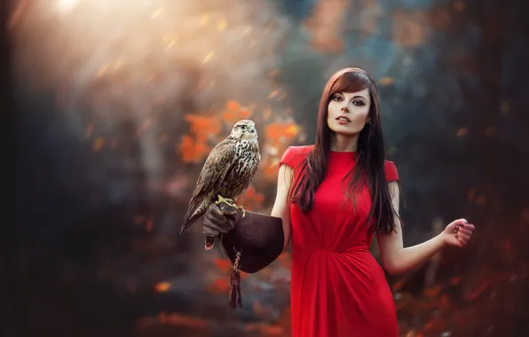 Autumn, forest, look, girl, nature, face, pose, style