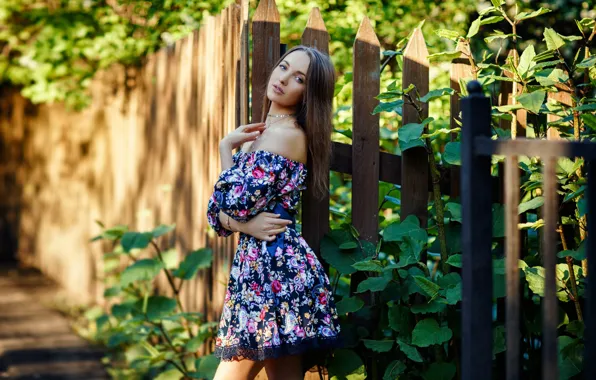 Light, pose, the fence, dress, Hakan Erenler