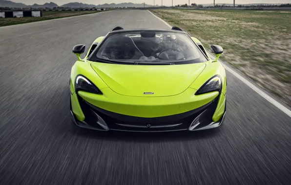 McLaren, supercar, front view, Spider, 2019, 600LT, Lime Green